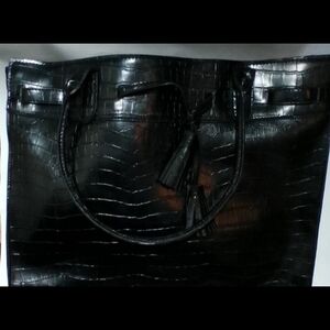 Burberry Black Croc Tote W Free Clutch